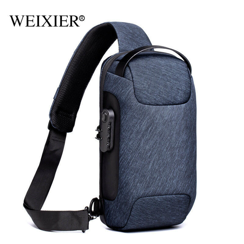 Waterproof USB Anti-theft Bag Men Oxford Crossbody Shoulder Bag Sling Multifunction Short Travel Messenger Chest Pack Kashur Mart .