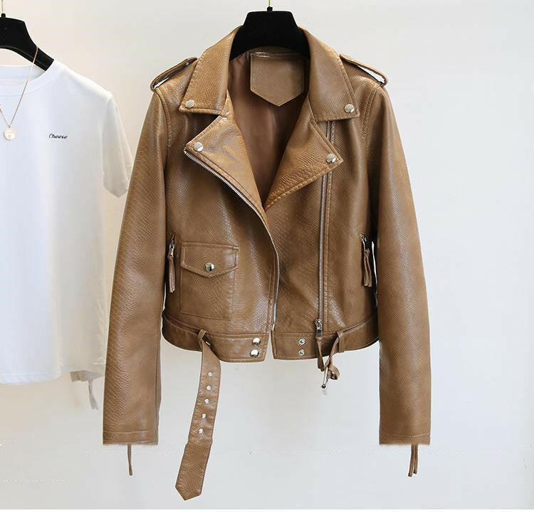 Women's Short Leather Jacket Spring And Autumn Kashur Mart .