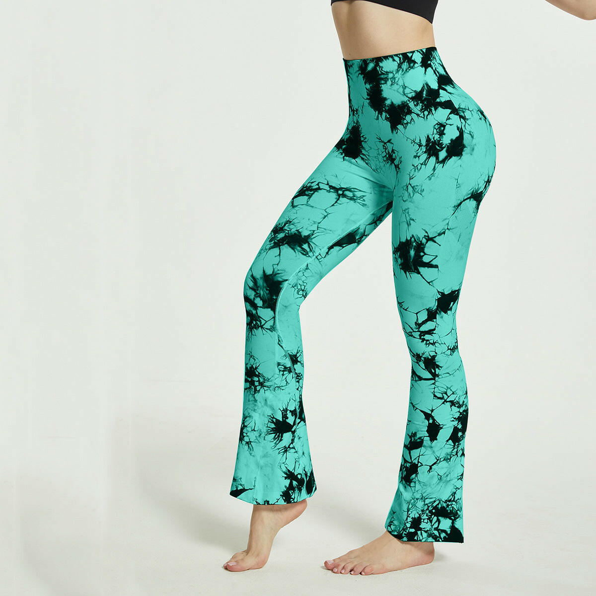 Fashion Tie Dye Printed Yoga Bell-Bottomed Pants Seamless High Waist Quick-drying Fitness Running Sports Leggings Women Flares.