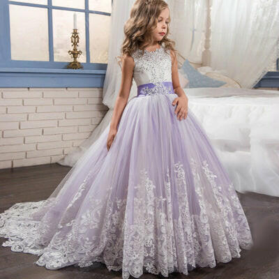 Europe And The United States New Children's Clothing Lace Wedding Dress.