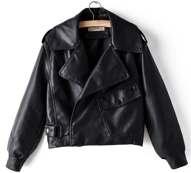 Women's PU Leather Jacket with Short Washed Leather Jacket Kashur Mart .
