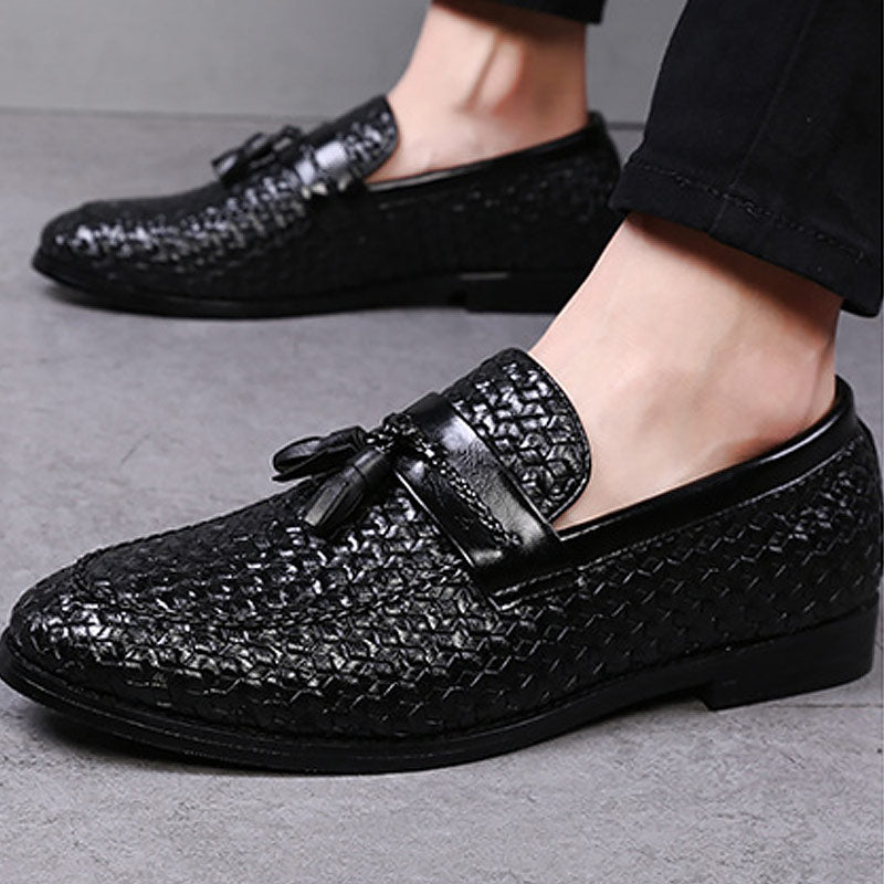 Large Size 38-48 Tassel Plaid Men New Loafers Weaving Comfortable Soft Mens Leisure Leather Shoes Fashion Sapato Masculino