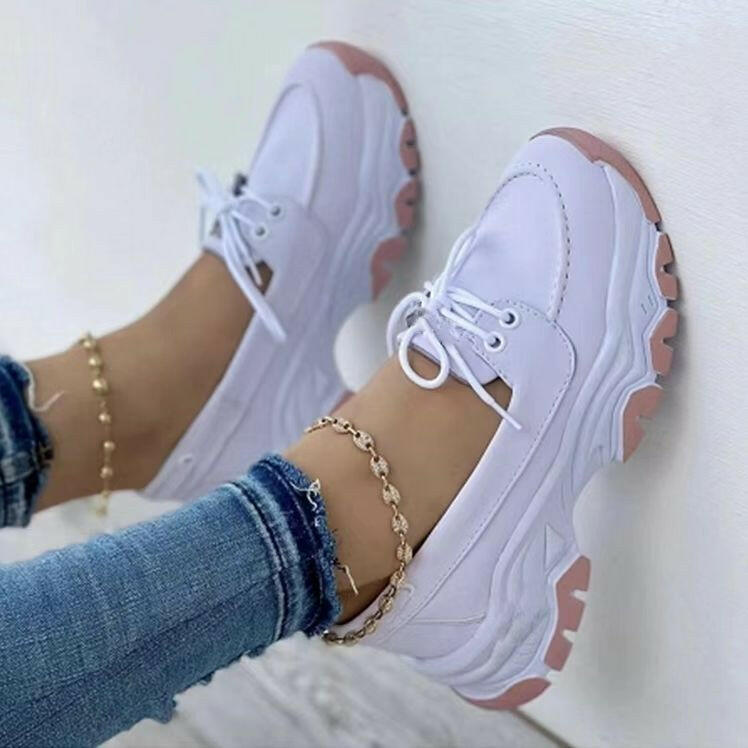 Lace-up Sneakers For Women Running Walking Sports Chunky Shoes.