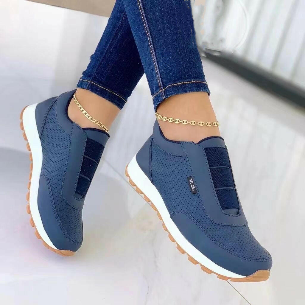 Women Flats Shoes Elastic Band Design Shoes Platform Sneakers.