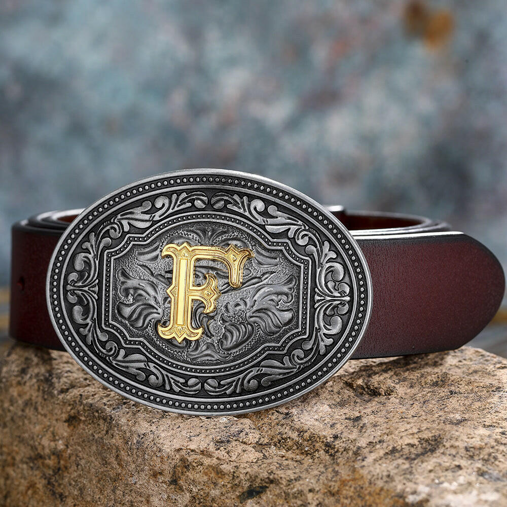 Men's And Women's Floral Letter Buckle Belts.
