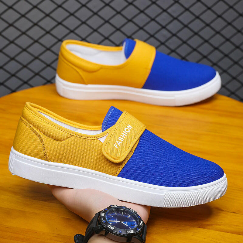 Canvas Flat Shoes Men Velcro Casual Sneakers.