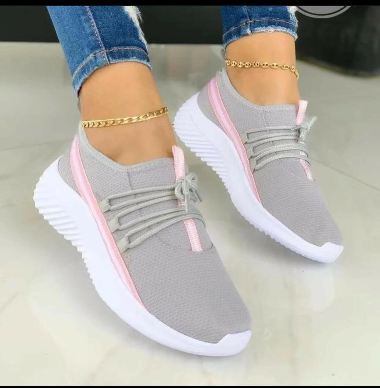 Stripe Sneakers For Women Sports Shoes.