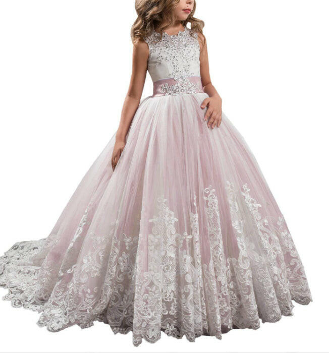 Europe And The United States New Children's Clothing Lace Wedding Dress.