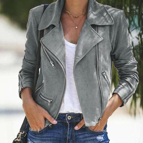 Lapel And Diagonal Zipper Short Women's Clothing Kashur Mart .