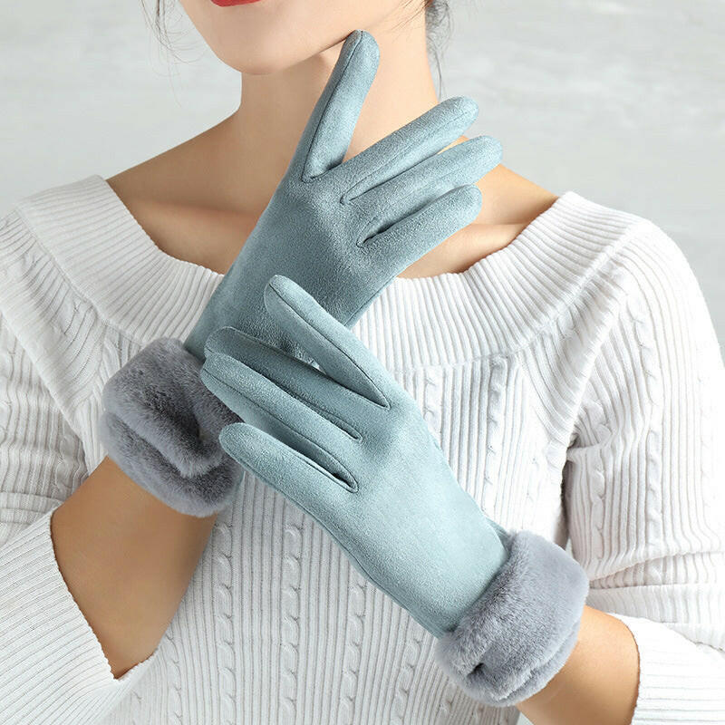 Suede Glove Warm Finger Gloves.