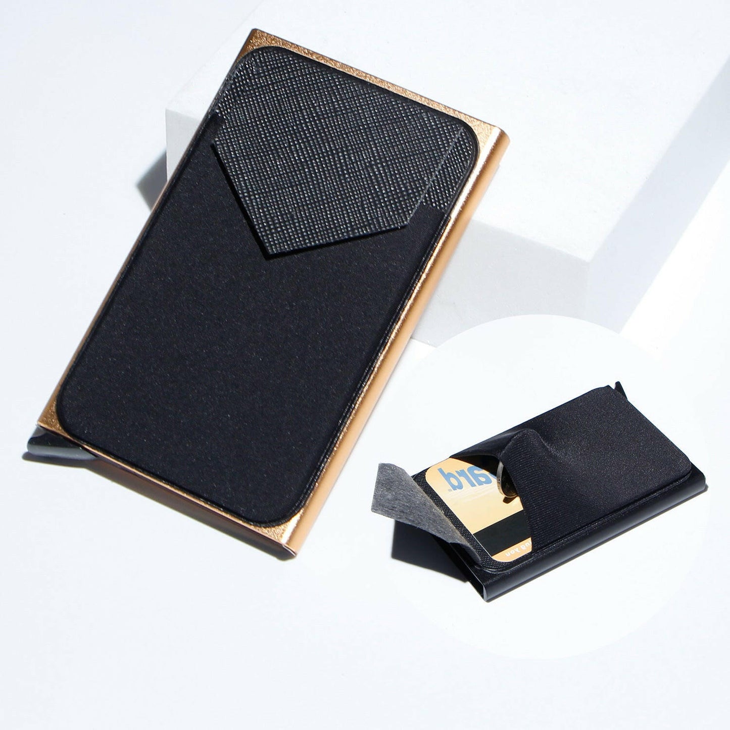 Metal Card Strap Lycra Cloth Anti-theft Swiping Aluminum Alloy Credit Card Box Business Card Case Multi Card Holder Kashur Mart .