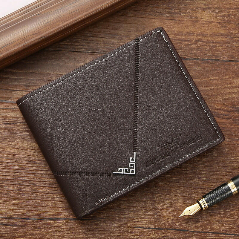Men's Simplicity Fashion Multi-card-slot Lychee Pattern Short Wallet.