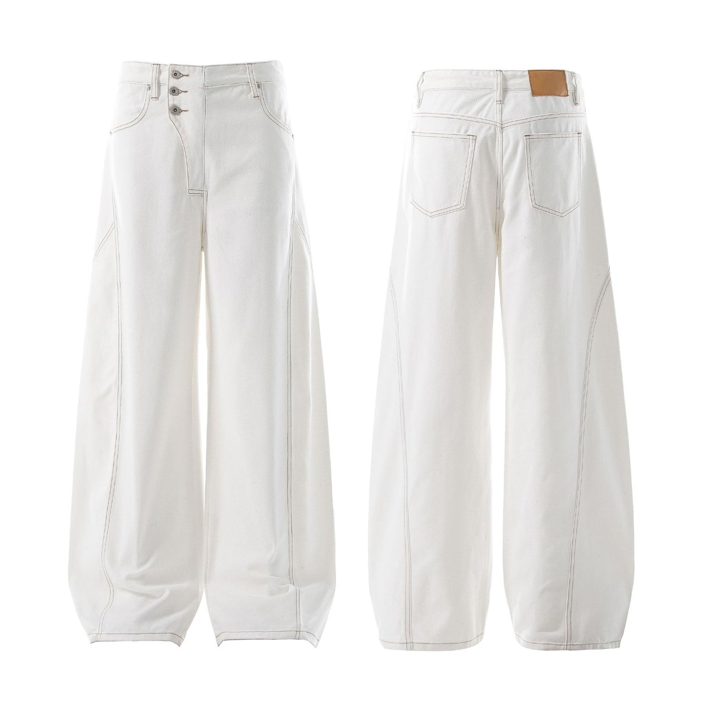 Unisex Irregular Design Loose Tapered Jeans for Men