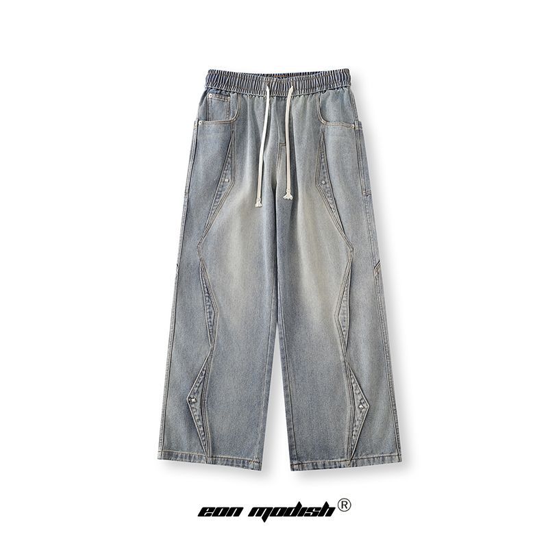 Street Style High-Street Personalized Washed Design Denim Long Pants
