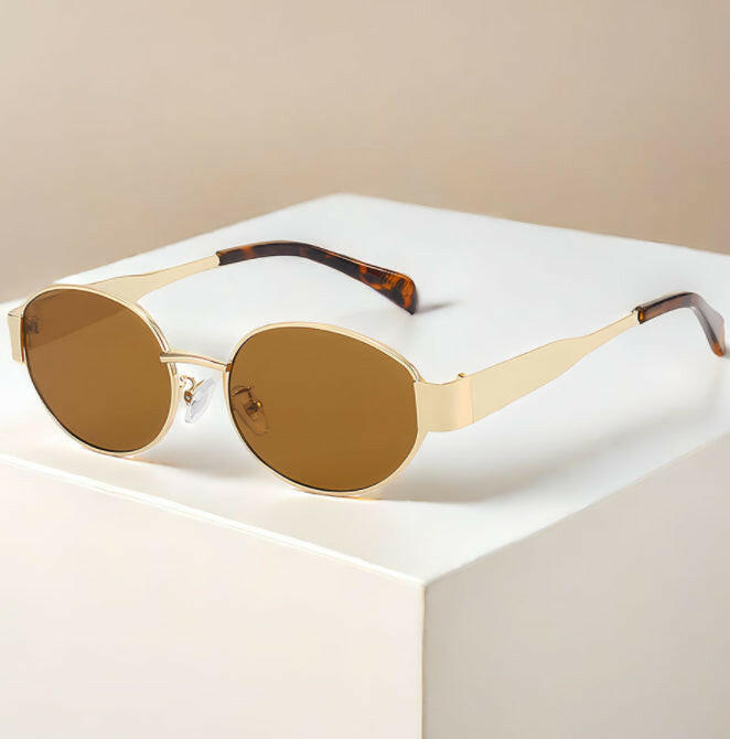 Oval Sunglasses Women's Metal Vintage Sunglasses.