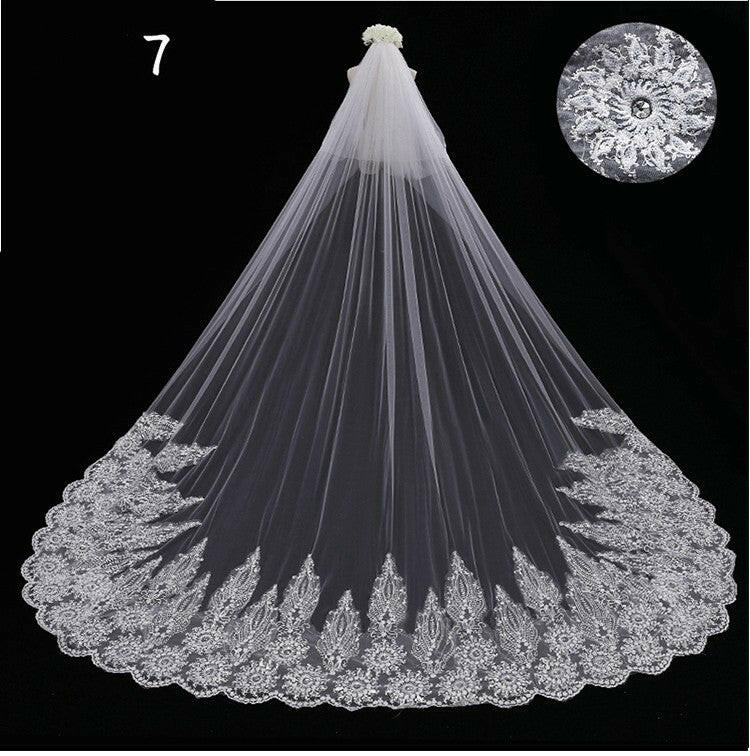 Bridal Wedding Dress Long Tail Luxury Super Fairy Wedding Veil.