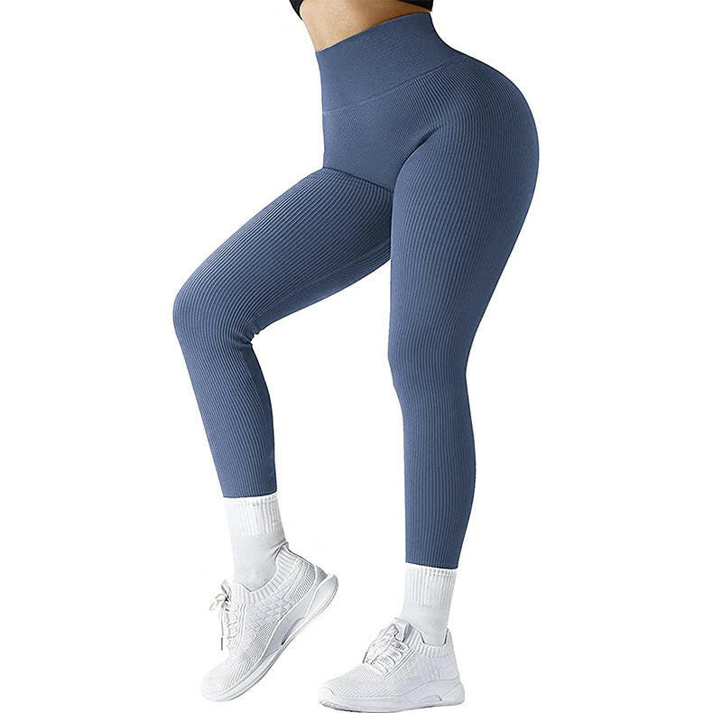 High Waist Seamless Leggings Threaded Knitted Fitness Pants Solid Women's Slimming Sports Yoga Pants Elastic Running Sport Leggings.