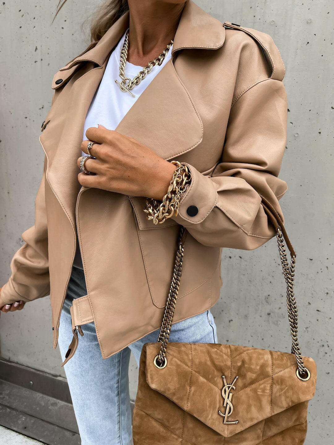 Women PU Leather Top Coat Jacket Loose Kashur Mart .