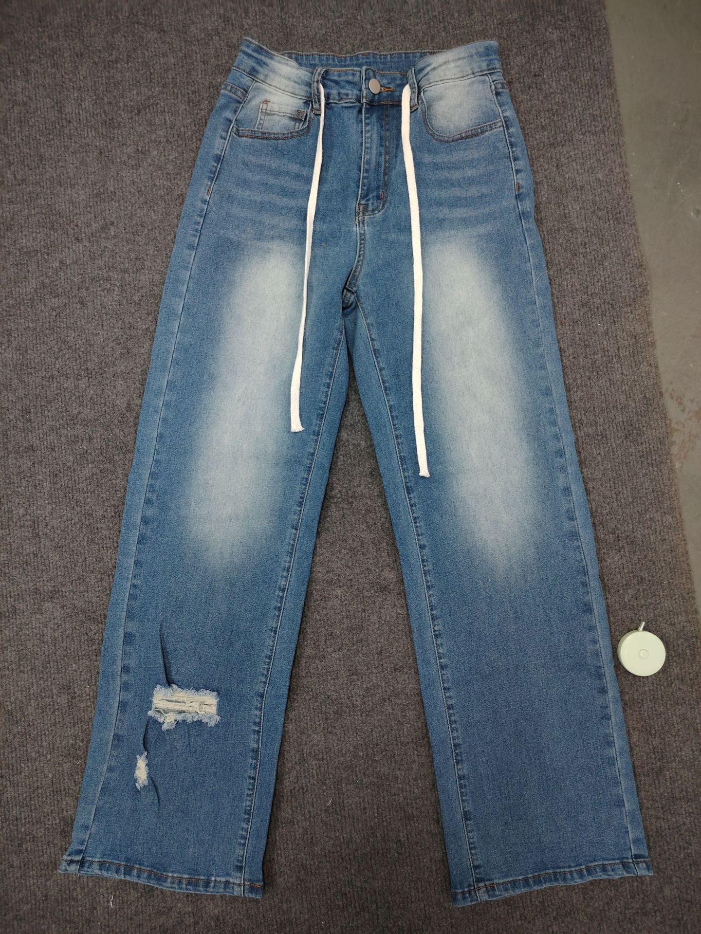 High waisted wide leg versatile loose casual denim pants