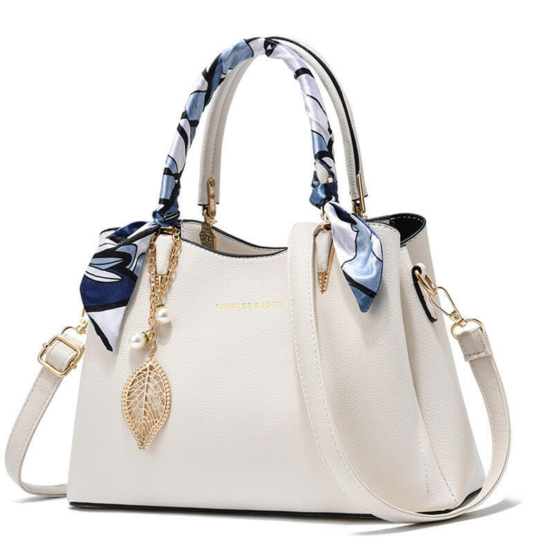 Women's Shoulder Bag With Leaf Pendant Fashion Silk Scarf Handbag Kashur Mart .