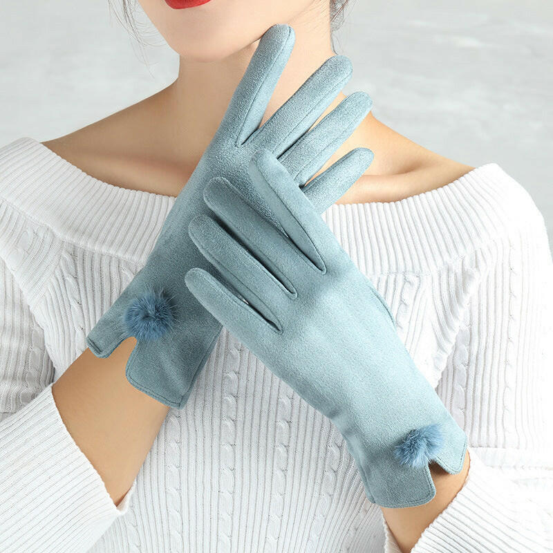 Suede Glove Warm Finger Gloves.