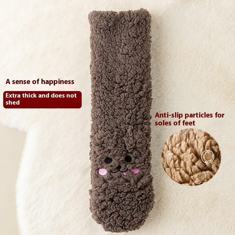 Winter Floor Socks Velvet Thicken Warm Coral Velvet Cute Socks Japanese-style Home Footwear Non-slip Socks New Year Gifts Winter Gadgets.
