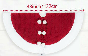White Pompon Knitted Christmas Tree Skirt Bottom Apron Shawl.