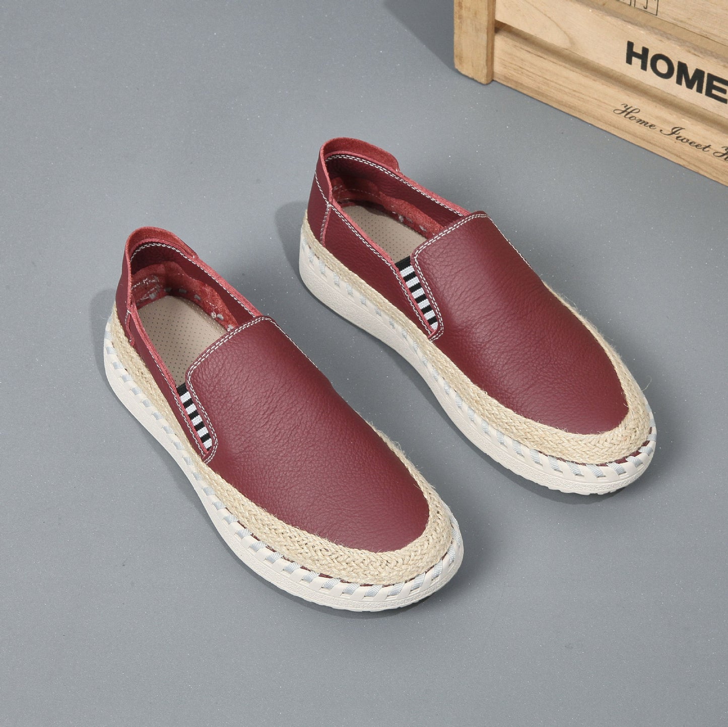 Handmade leather sewn massage shoe toe layer cowhide casual fisherman one foot men's shoes