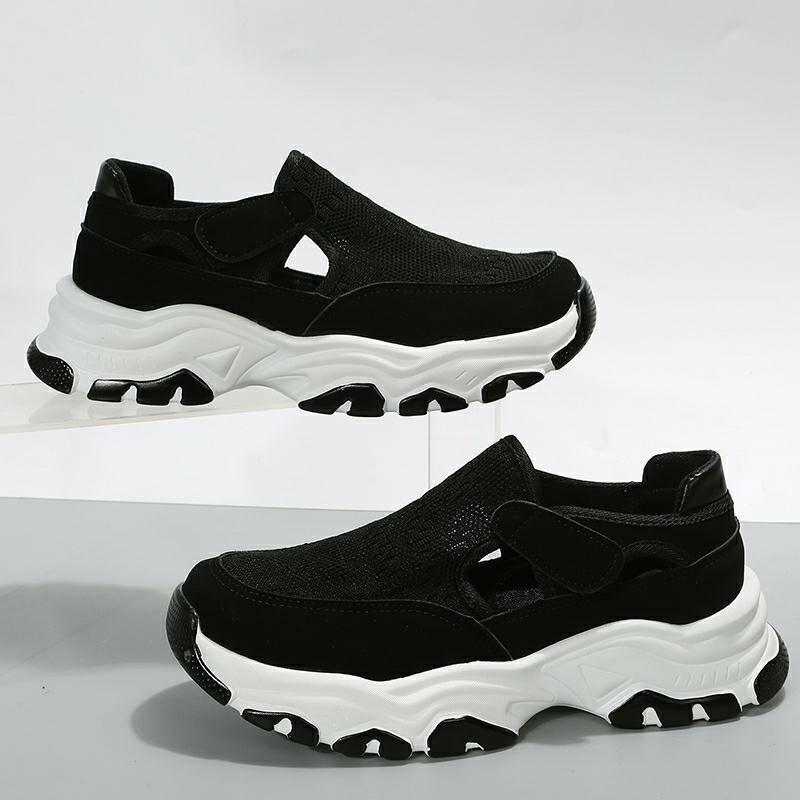 Mesh Sport Shoes Women Fashion Outdoor Flat Heel Round Toe Preppy Running Shoes.