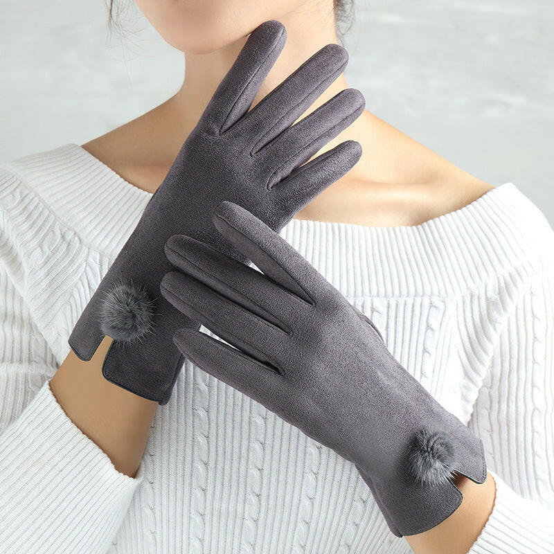 Suede Glove Warm Finger Gloves.