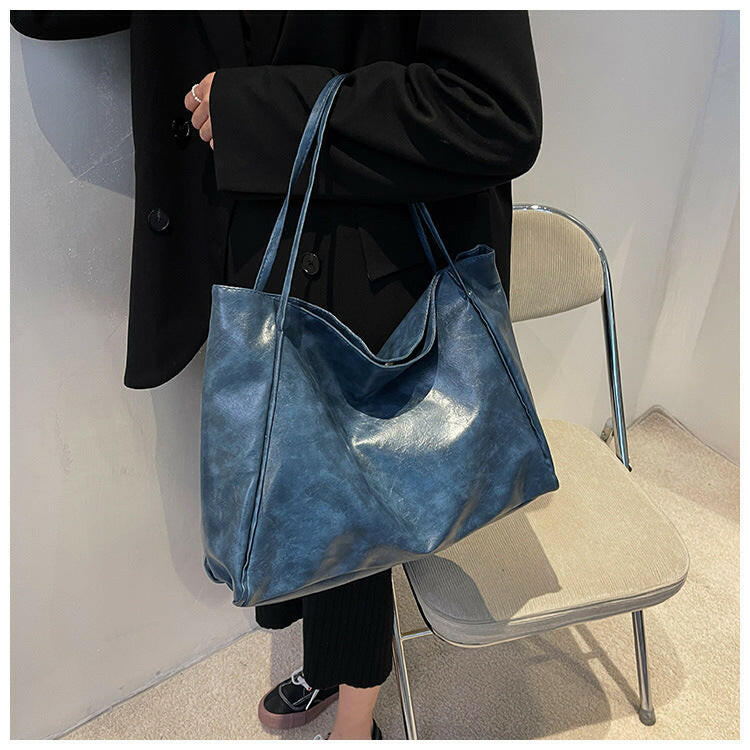 Vintage Women's Tote Bag Athletic Casual Fashion Large Capacity Leather Shoulder Bag Shopper Harajuku Simple Handbag Kashur Mart .
