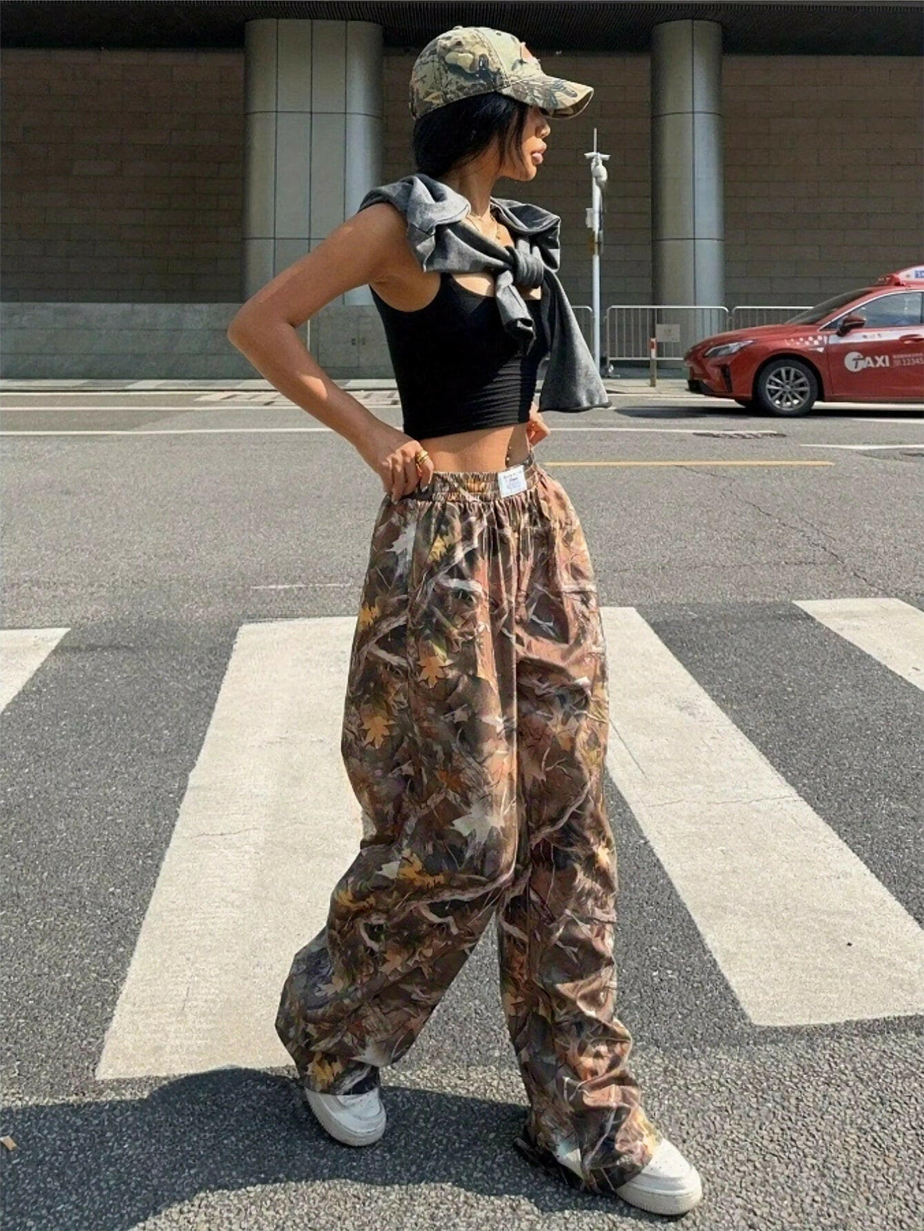 Slimming Casual Pants Hip Hop Retro Street Multi-pocket Camouflage Cargo Pants For Women Y2k Hip-hop Cargo Grunge Baggy Trousers.