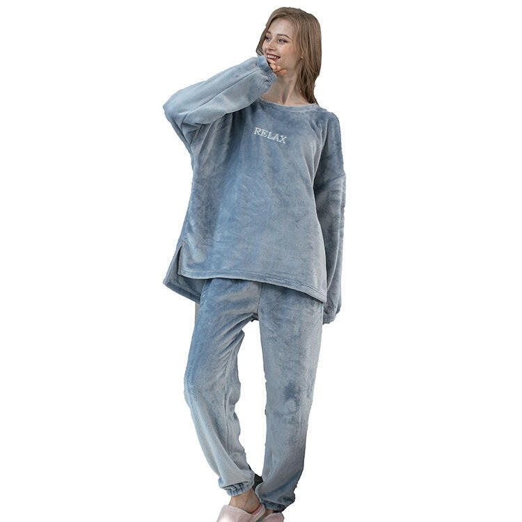 Flannel Pajamas Sets Winter Home Clothes For Women Men Sleepwear Couple.