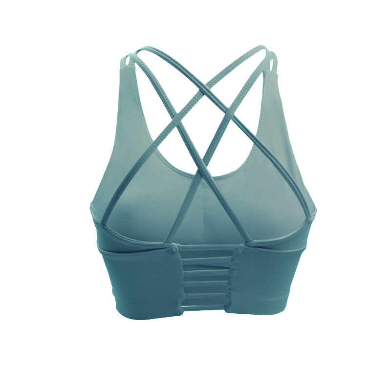 Yoga vest-style fitness bra.
