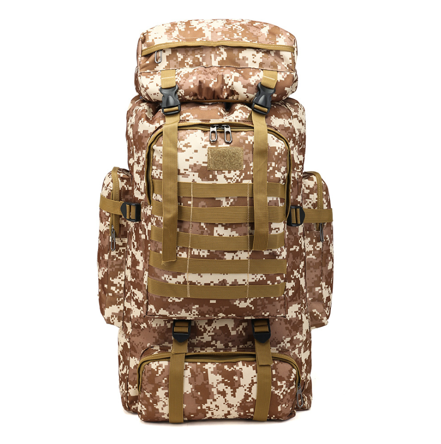 Camouflage backpack mountaineering bag.