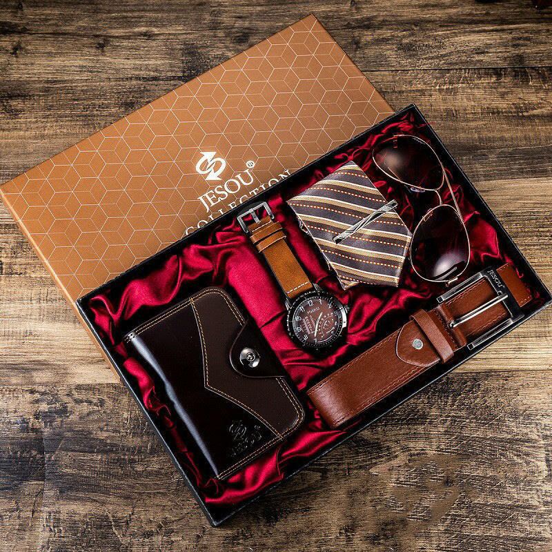 Men's Gift Suit Exquisite Packaging Watch Belt Tie Wallet Simple Combination Suit Kashur Mart .