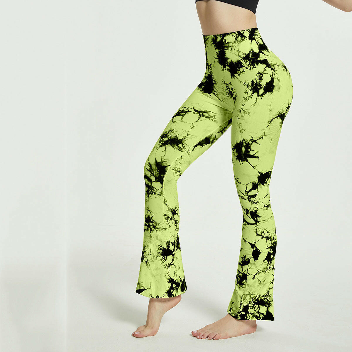 Fashion Tie Dye Printed Yoga Bell-Bottomed Pants Seamless High Waist Quick-drying Fitness Running Sports Leggings Women Flares.
