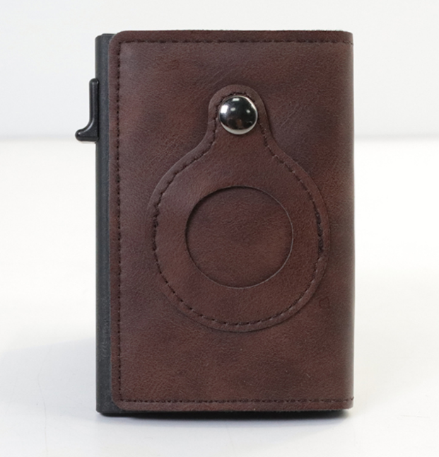 AirTag Wallet Anti Theft Bullet Card Bag Multi-functional Rfid Card Holder Men's Leather Slim Wallets For Airtag Air Tag Kashur Mart .