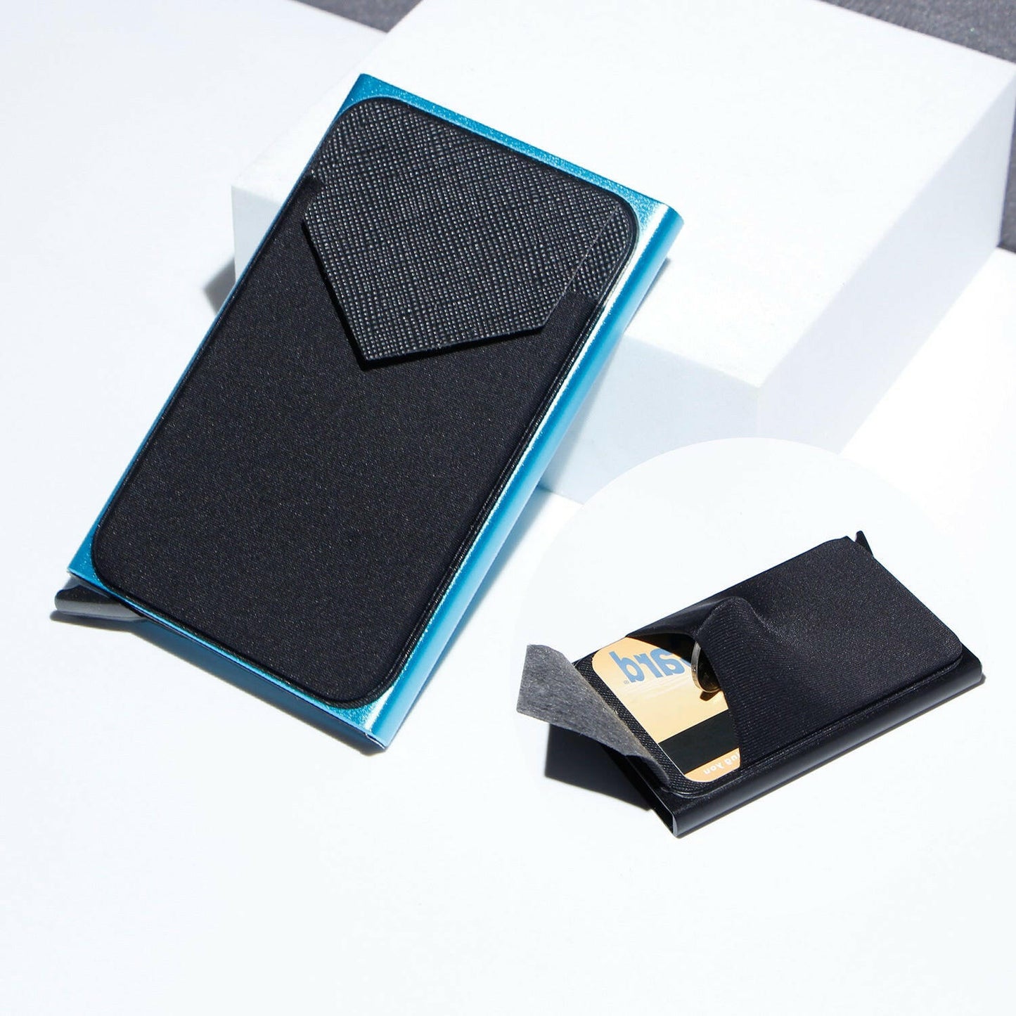 Metal Card Strap Lycra Cloth Anti-theft Swiping Aluminum Alloy Credit Card Box Business Card Case Multi Card Holder Kashur Mart .