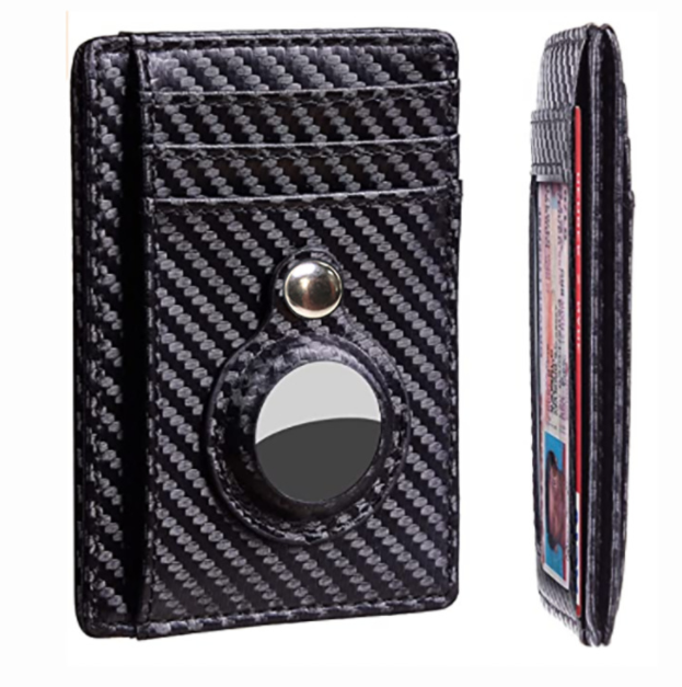 AirTag Wallet Anti Theft Bullet Card Bag Multi-functional Rfid Card Holder Men's Leather Slim Wallets For Airtag Air Tag Kashur Mart .