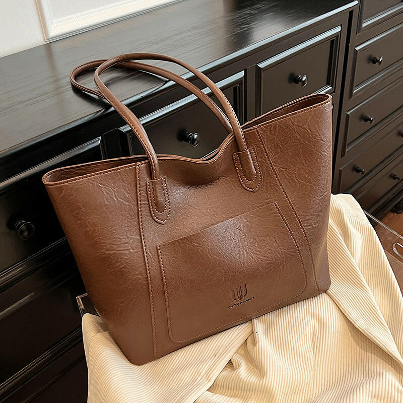 Casual Retro Shoulder Bag Texture Class Commuter Tote.