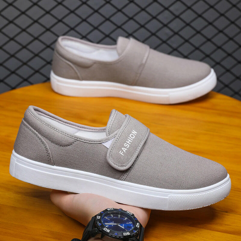 Canvas Flat Shoes Men Velcro Casual Sneakers.