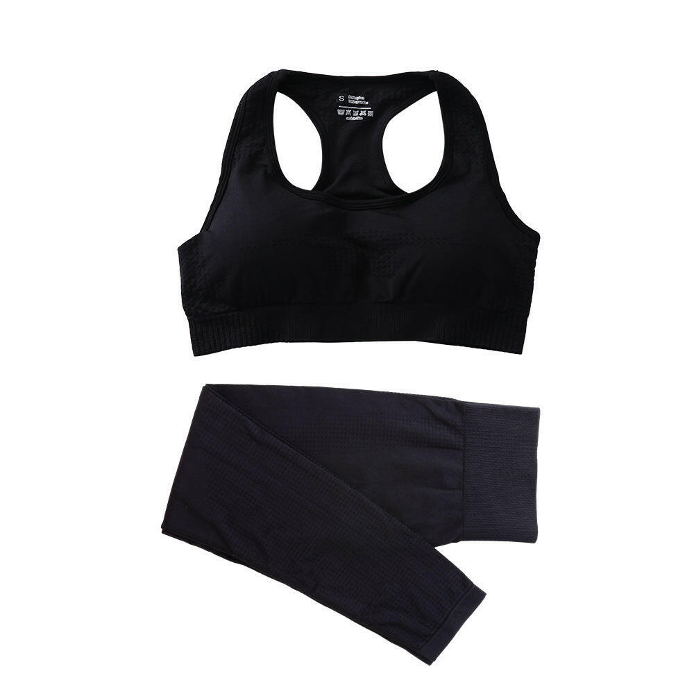 2PCS Seamless Yoga Set Women Tracksuit High Waist Leggings Workout Sportswear Gym Clothing Fitness Crop Top Sports Suits Gym Set.