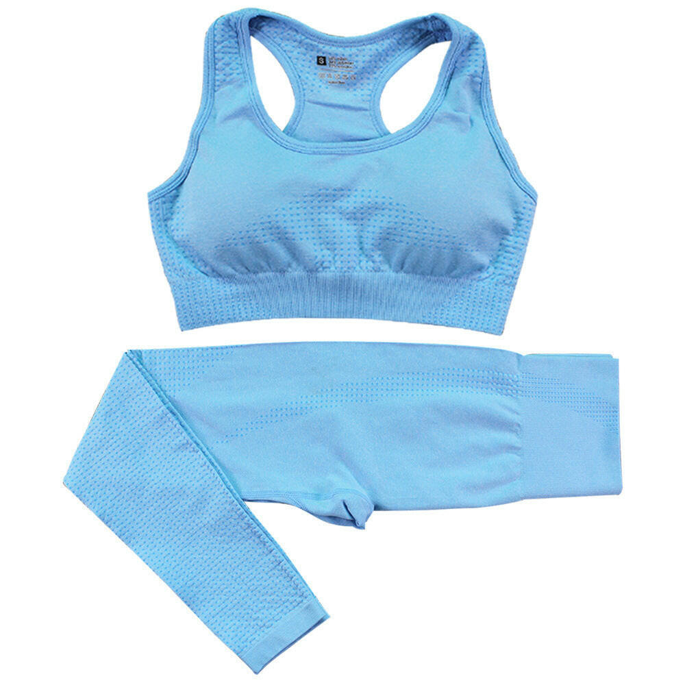 2PCS Seamless Yoga Set Women Tracksuit High Waist Leggings Workout Sportswear Gym Clothing Fitness Crop Top Sports Suits Gym Set.