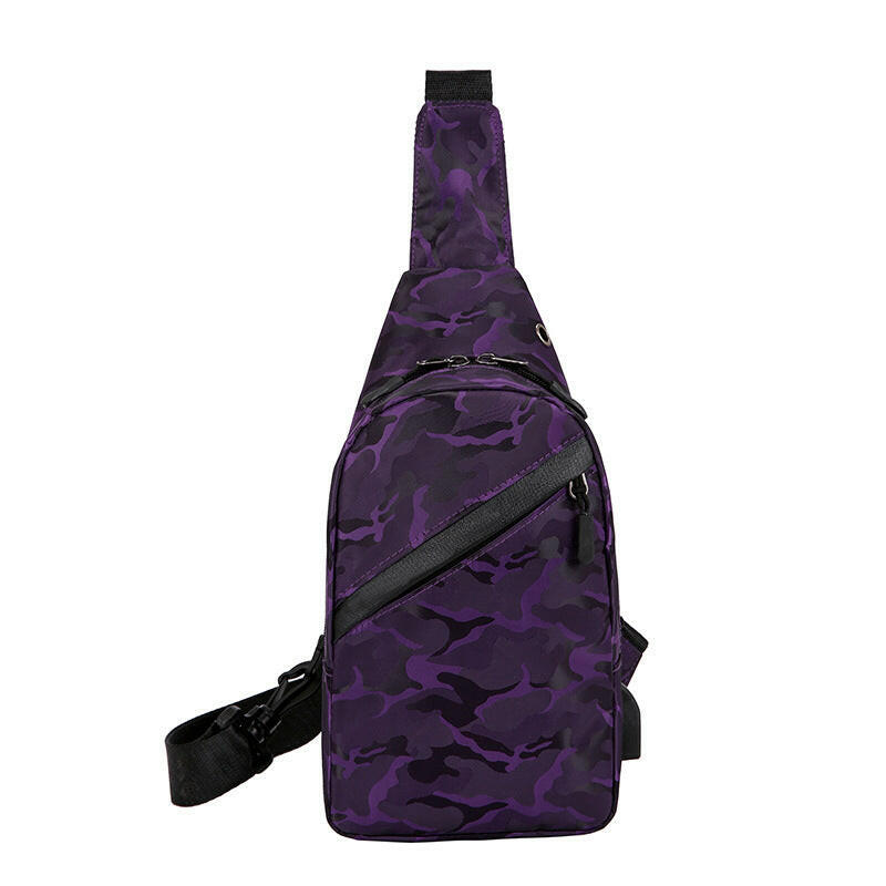 Camouflage Chest Bags Men Crossbody Bag With Headphone Hole.