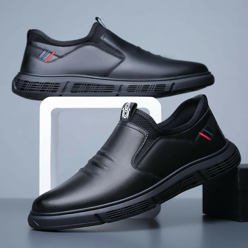 Men Shoes Black White Flats Walking Shoes.