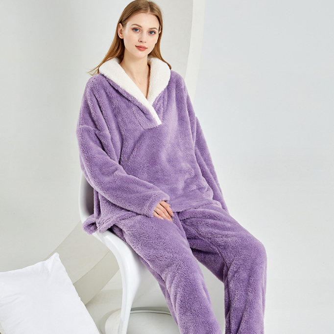 Flannel Pajamas Pajamas Set Thickening Couples Home Service.