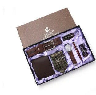 Men's Gift Suit Exquisite Packaging Watch Belt Tie Wallet Simple Combination Suit Kashur Mart .