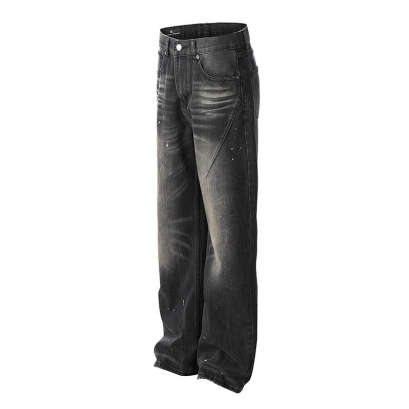 Wash and make old splashed ink jeans