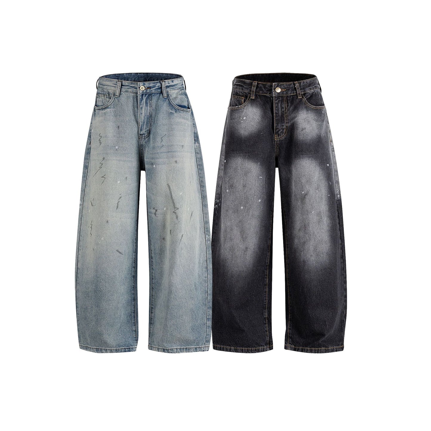 Street Style High-Street Personality Washed Denim Long Pants
